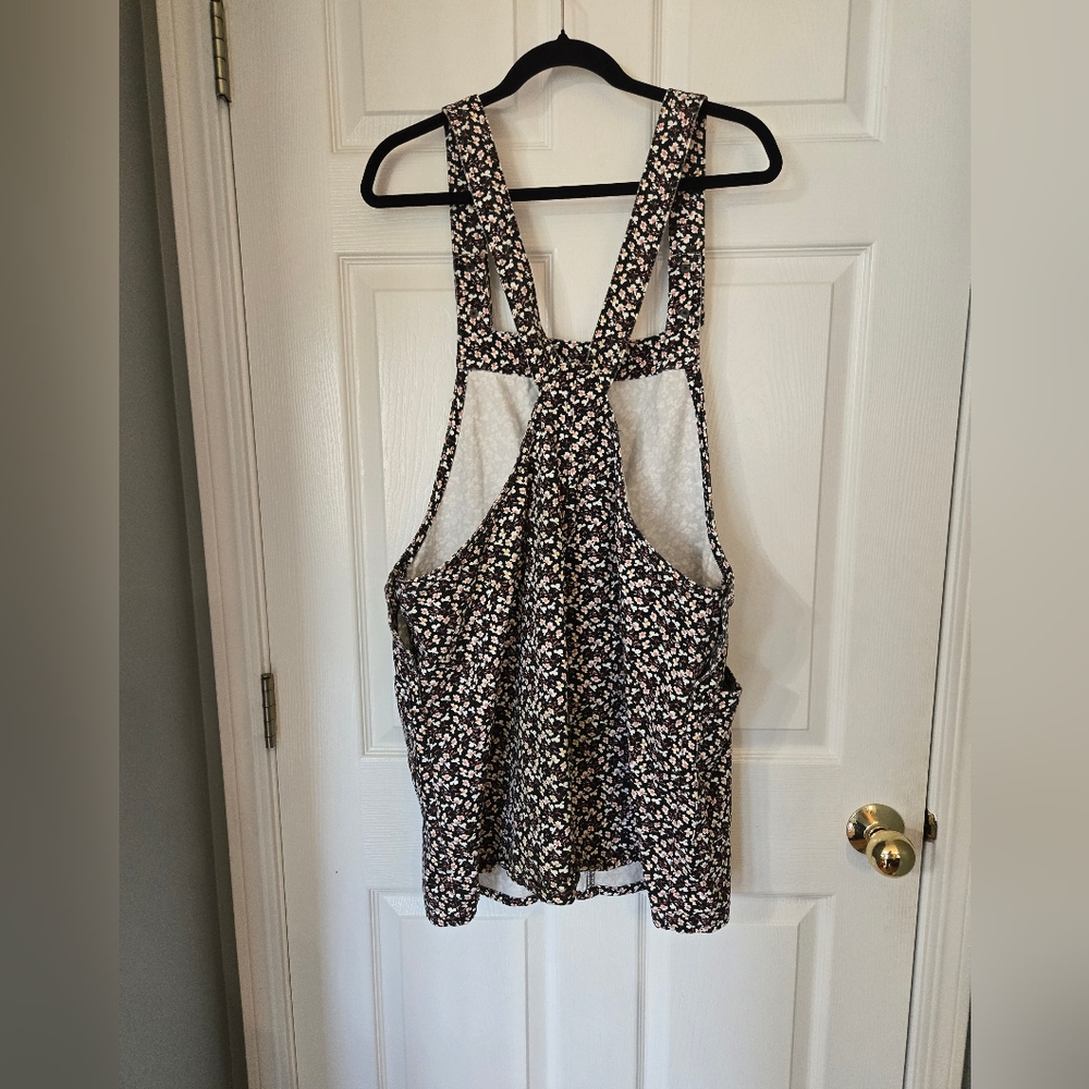 Xhilaration Black Floral Overall Dress - Picture 2 of 3
